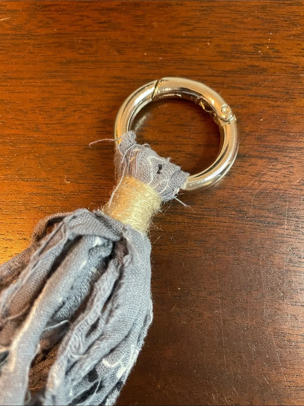 Y2K Frayed Bandana Tassel Keychain/Bag Charm in Gray